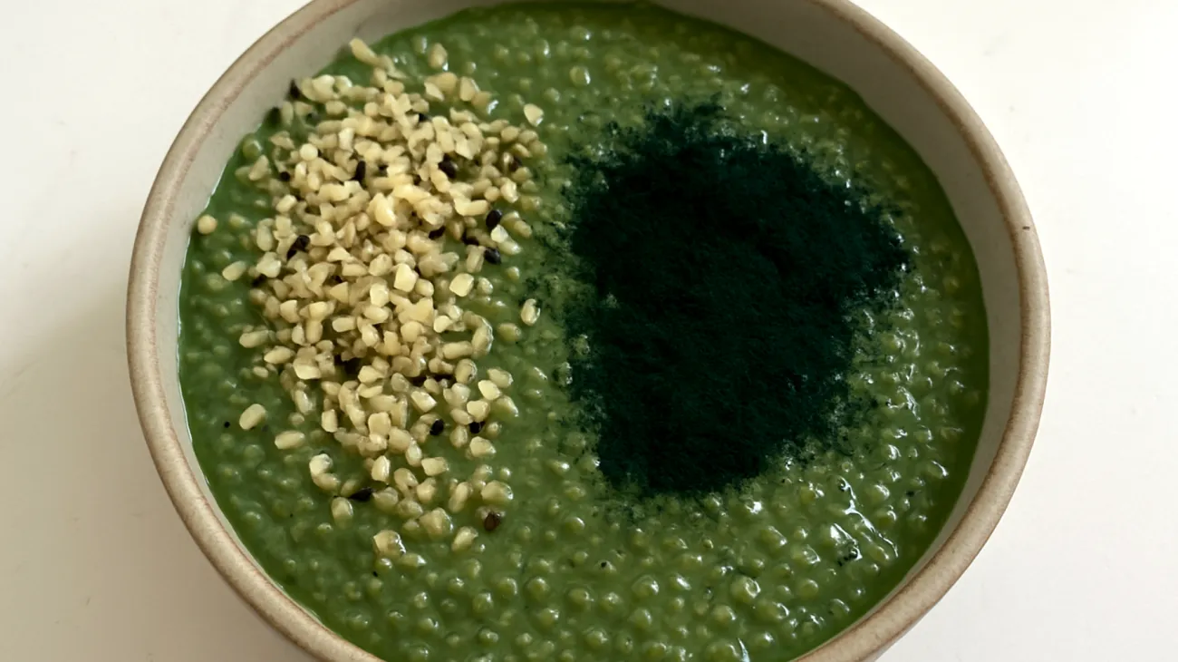 Chia-Pudding mit Hanfsamen und Spirulina"