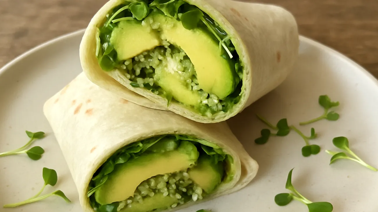 Hanfsamen-Avocado-Wraps mit Mikrogrün"