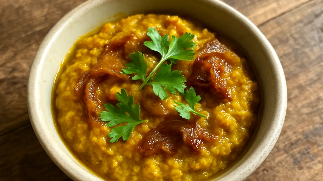 Kurkuma-Ingwer-Chutney mit fermentierten Zwiebeln"