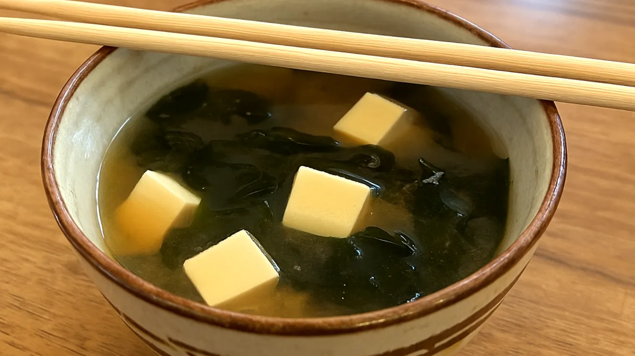 Miso-Suppe mit Wakame-Algen und Silken-Tofu"