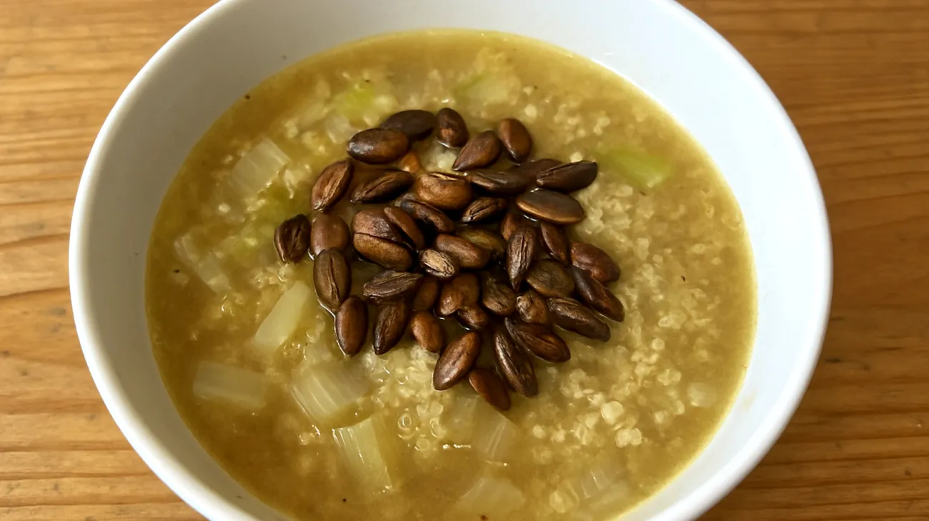 Fenchel-Quinoa-Suppe mit fermentiertem Miso und gerösteten Kürbiskernen"